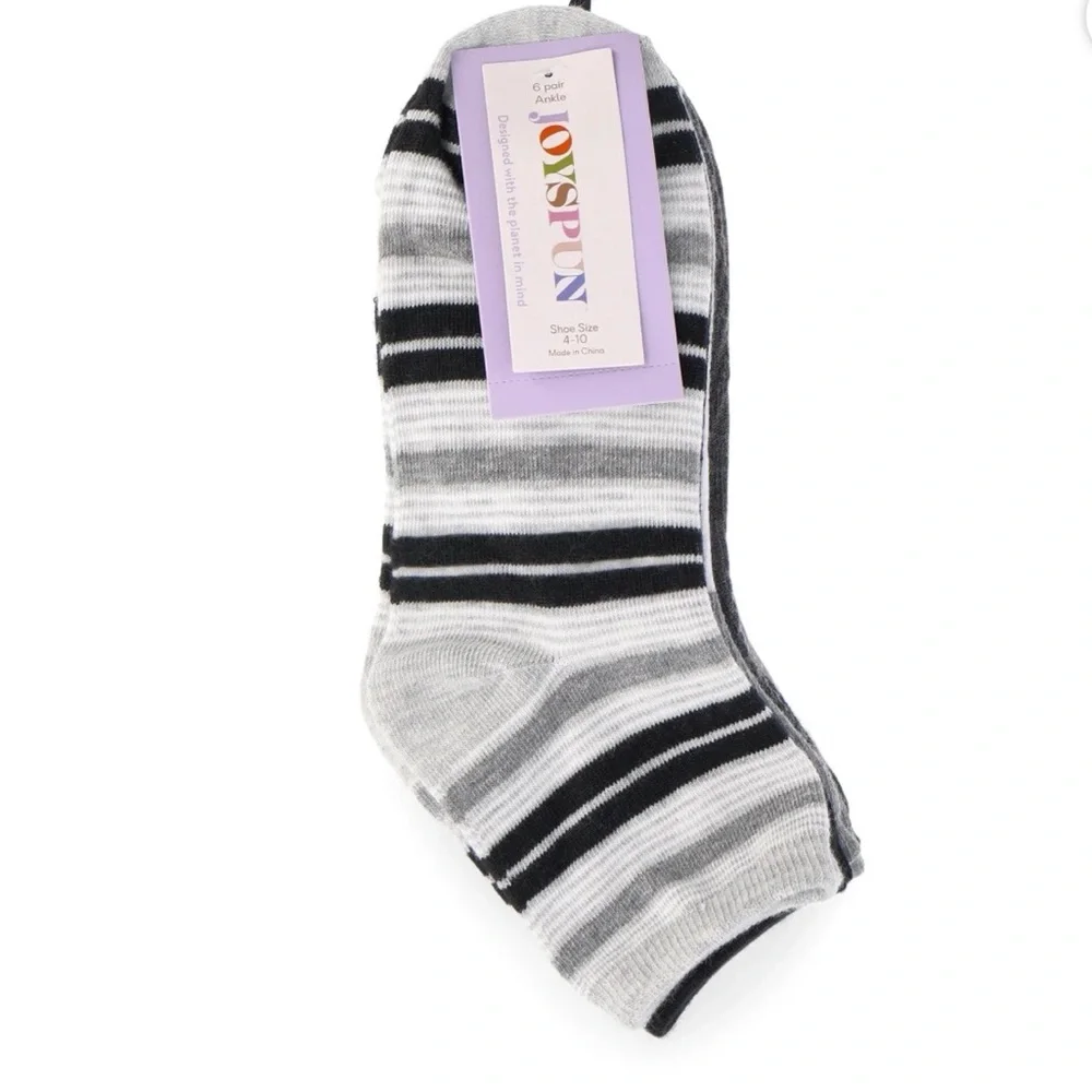 Joyspun Assorted Med Gray Heather Essentials Ankle Dress Socks 6 Pc
